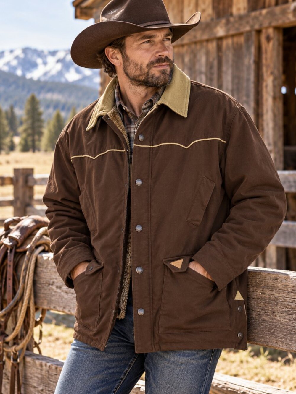 Powder River Outfitters Panhandle Slim Western Ranch Jacket XXL Brown